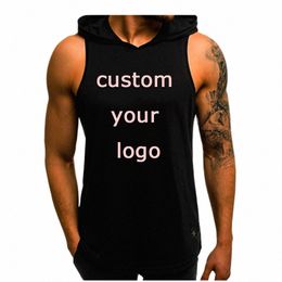 custom Brand Logo Men Bodybuilding Tank Top Sleevel T-Shirts Muscle Vest Cool Hoody Tops Gym Sport Slim Fitn Hoodies Vest M5Zz#