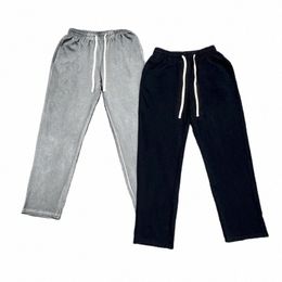 high Street Worn W Drop Sweatpants Men Women High Quality Solid Color Pants Elastic Waist Trousers 27Az#