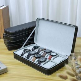 Watch Boxes Luxury 6/10/12 Slots Portable Leather Box Good Organizer Jewelry Storage Zipper Easy Carry Men D50