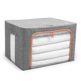 Bins 66/100L wardrobe foldable clothes storage Organiser bag large capacity waterproof oxford cloth steel frame storage box