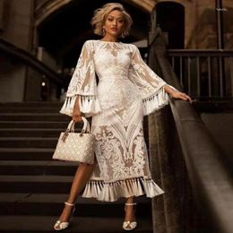 Party Dresses Era Style Lace Embroidery Tassel Dress French Boutique White