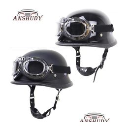 Motorcycle Helmets Retro Half Helmet Outdoor Riding Protective With Glass Capacete For Locomotive Motorbike Dot11751470 Drop Delivery Otzwa