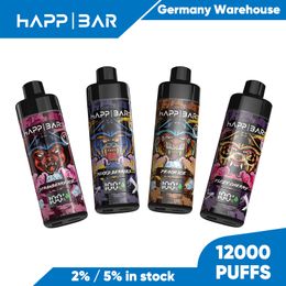 Disposable Happ Bar Refilled E Cigarette 12000 Puffs Vape Pen Good Fruit Flavoured Eliquid E-Cigar Adjustable Airflow Rechargeable Pod