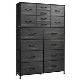 WLIVE 16 Dresser, Tall for Bedroom, Closet, Hallway, Storage Dresser Organiser Unit, Large Dressers & Chests of Drawers with Fabric Bins, Charcoal Black