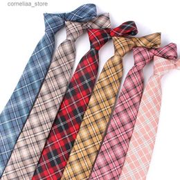 Neck Ties Neck Ties Red Plaid Ties For Men Skinny Men Neck Tie For Wedding Business Casual Cheque Neckties ic Suits Slim Neck Ties Gravatas Y240325