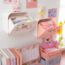 Bins W&G Kawaii Storage Organiser Adhesive Large Storage Box Sanitary Napkin Cosmetics Organiser Decorative Box Bathroom Accessories