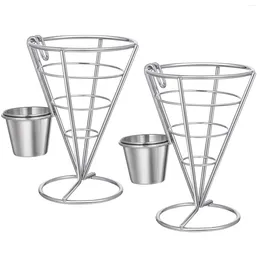 Dinnerware Sets Display Stands Snack Appetiser Serving Rack Car Cup Holder Fry Chips Wire Basket Flatware French Fries Cone Deep Fryer