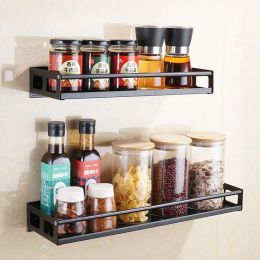 Racks Kitchen Organiser Storage Spice Rack Wall Mount Kitchen Spice Bracket Shelf PunchFree Shelves Holder for Bathroom Household