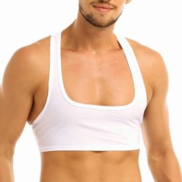 iefiel Mens Fi Casual Sleevel Half Tank Top Tee for Night Parties Clubwear Costume Crop Tops Hot Vest for Male K3GT#