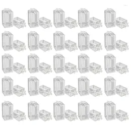 Gift Wrap 50 Pcs Clear Plactic Cubes PVC Boxes For Cupcake Wedding Party Favour Birthday Anniversary Transparent Box