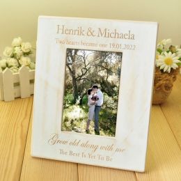 Frame Personalised Picture Frame Rustic Wedding Customised Photo Frame Wood Engraved Custom Engagement Gift For Couple Home Decor
