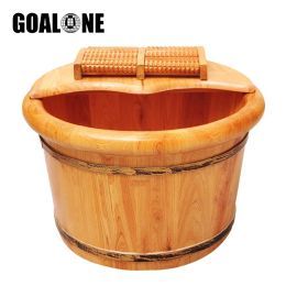 Basins GOALONE Wood Foot Basin Foot Bucket Pedicure Bowl Spa Massage Cedar Thicken Barrels Household Foot Bath Barrel with Lid Massager