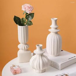Vases Nordic Modern White Ceramic Vase For Flowers Home Living Room Bedroom Interior Decor Wedding Party Table Decoration Ornaments