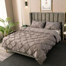 Bedding Sets High Quality 3D Pinch Pleated Duvet Cover Set Solid Colour Single Double Twin Quilt Comforter Covers 3 Pcs