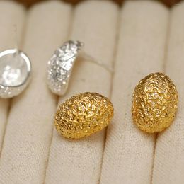 Stud Earrings Lightweight Stainless Steel Textured Ear Buckle Gold Color Metal Stacked Small Dome Drop Luxury Designer Jewelry