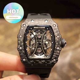 Male RM Wrist Watch Calendar Wristwatch Business Leisure Rm53-01 Automatic Black Carbon Fiber Tape Fashion Swiss Movement Wristwatches