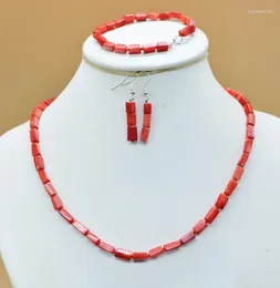 Necklace Earrings Set 20 . Natural Red Coral Necklace. Bracelet. Earring. Classic Jewelry