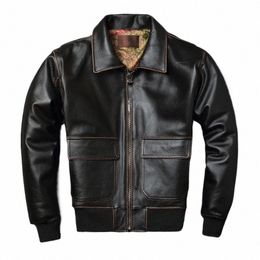 2020 Vintage Brown Men A2 Pilot Jacket Plus Size XXXXL Map Genuine Cowhide Military Aviator Leather Coat v4Dc#