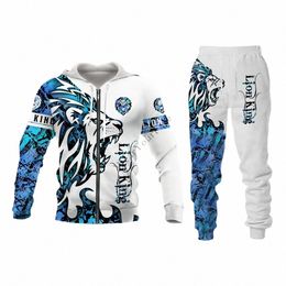 li King Camo Tracksuits Cardigans Hoodies Sweatpants Sets 3D All Over Printed Casual Sports Streetwear Men Vacati Clothing O0aM#