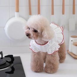 Skirts White Skirt with Red Edge for Cats and Dogs, Princess Pet Skirt, Cute Teddy, Chihuahua Clothes, Spring and Summer