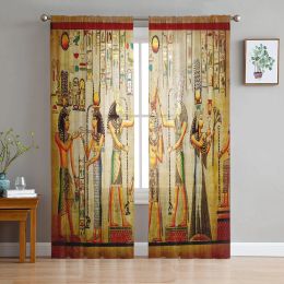 Curtains Egyptian Culture Retro Style Sheer Curtains Living Room Window Tulle Curtains For Bedroom Kitchen Home Decoration Voile Drapes