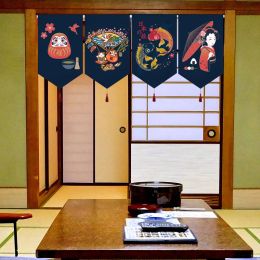 Curtains Japanese Noren Short Curtain Daruma Geisha Fabric Kitchen Partition Pennant Banner Tatami Izakaya Bar Decoration Triangle Flag