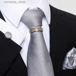 Neck Ties Neck Ties Tie Pocket Squares For Men Necktie Set Blue Man Wedding Accessories Dot Fit Workplace Y240325