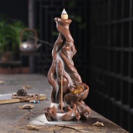 Burners 1pc Resin Tree Root Squirrel Waterfall Backflow Incense Burner Incense Stick Holder Censer For Home Decor Aromatherapy Ornament