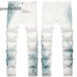 2024 New Straight Leg for Men Designer Hip Hop Fashion Mens Pants Jeans Top Quality Purple Motorcycle Cool Denim Pant FSNE