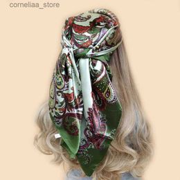 Bandanas Durag Silk Scarves Women Luxury Brand Summer Fashion Designer Head/Hair Scarf 90*90cm Hijab Bandana Cheveux Foulard Femme 90X90CM Y240325
