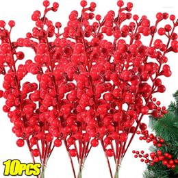 Decorative Flowers 30 Heads Christmas Artificial Holly Berries Branch Red Berry Stems Ornaments DIY Xmas Tree Wreath Year Home Table