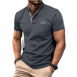 high quality men's embroidered POLO shirt 2023 summer new high-end busin leisure sports lapel short sleeve T-shirt 28xO#