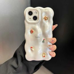 Cell Phone Cases 3D Christmas Wavy Edge Lens Protection Phone Case For iPhone 15 14 13 12 Pro Max 11 Cute Shockproof Bumper Soft Silicone Cover H240326