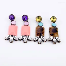 Dangle Earrings Antique Pink Brown Square Resin Stone Drop For Women Party Statement Classical Jewellery Accessories Designs