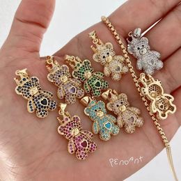 5PCS Fashion Delicate Bear Necklace Shiny Cubic Zirconia Cute Cartoon Bear Pendant Necklace for Women Party Birthday Gift Jewel 240315