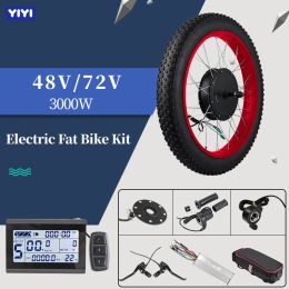 Polijstpads Yiyi 8pc/set Electric Fat Bike Kit 26" 190mm Snow Wheel 72v 3000w 4.0 Tyre No Gear Brushless Hub Motor Bicycle Conversion Kit