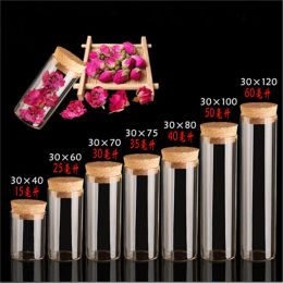 Jars 10ml/15ml/20ml/25ml/30ml/40ml/50ml/60ml/80ml/100ml/110ml Small Glass Test Tube with Cork Stopper Bottles Jars Vials 24 Pieces