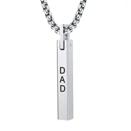 Pendant Necklaces Geometric Rectangular DAD Stainless Steel Corrosion Words Necklace For Men Father Jewelry Gifts