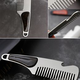 Professional Pocket Hair Comb Stainless Steel Portable Men Beard Comb For Shaving Beer Opener Outdoor Portable Metal Moustache Comb3339884 ZZ
