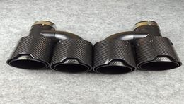 One pair H style carbon Fibre exhaust end tips auto muffler Glossy Black stainless steel for Bmw with M logo233k83050186687892