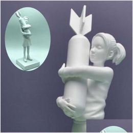 Decorative Objects & Figurines Bomb Her Girl Statue Banksy Peace Theme Modern Art Design Model Resin Hing Scpture Ornaments Home Decor Dh4Yz