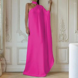 Casual Dresses Elegant Women Loose Halter Evening Cocktail Floor Length Dress Y2K INS Clothes Spring Autumn One Shoulder Party