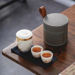 Teaware Sets High-end Mutton Fat Jade Ceramic Quick Cup A Pot Of Two Cups Portable Bag Single Travel Tea Ceremony Set Anti- Teapot