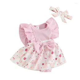 Clothing Sets Born Infant Baby Girl Romper Flower Easter Outfit Summer Bodysuit Floral Jumpsuit Clothes Hairband