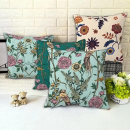 Pillow 45cm Pillowcase With Zipper Decorative Flower Print Square Cover Bedroom Supplies Soft Car Funda De Almohada