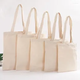 Shopping Bags 1PCS White High Quality Women Men Handbags Canvas Tote Reusable Cotton Grocery Capacity Bag