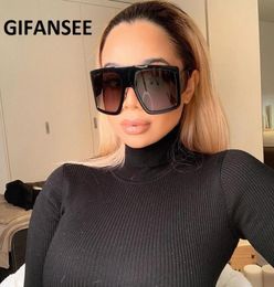 GIFANSEE Square Sunglasses Women Men Brand Designer Oversized clear frame luxury Unique Glasses Female Eyewear UV400 shades8209533