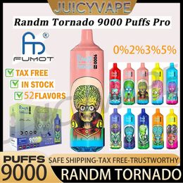 Original RandM Tornado 9000 Pro with Digital Display Puff 9K Disposable Vape Mesh Coil Rechargeable E Cigarettes 0% 2% 3% 5% Vaper Fumot Vapes Pen 52 Flavours In Stock 12k 15k