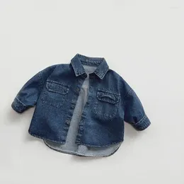 Jackets 2024 Spring Children Long Sleeve Denim Jacket For Boys Pocket Coat Kids Girls Cardigan Tops 1-6year Baby Clothes