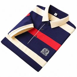 2023 New Summer Men Classic Striped Polo Mens Cott Short-Sleeved Embroidered Busin Casual Hot Polo Shirt Male Dropship F6M2#